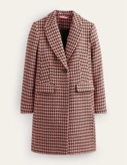 Canterbury Interest Coat Pink Women Boden, Pink and Khaki Dogstooth
