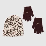 Nike burgundy kids beanie & glove gift set