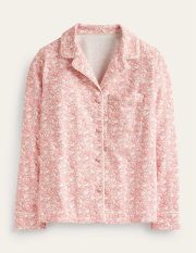 Brushed Cotton Pyjama Shirt Pink Women Boden, Rosette Blush, Forest Meadow