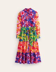 Flo Cotton Midi Shirt Dress Multi Women Boden, Abstract Tulip, Hotch