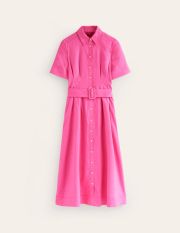 Louise Linen Midi Shirt Dress Pink Women Boden, Sangria Sunset