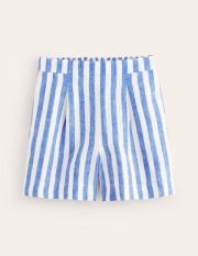 Hampstead Linen Shorts Blue Women Boden, Cobalt & Ivory Stripe