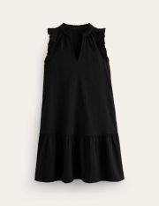 Daisy Double Cloth Short Dress Black Women Boden, Black