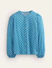 Marina Jersey Shirt Blue Women Boden, Faience, Ditsy Vine