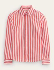 Sienna Cotton Shirt Red Women Boden, Bright Red Stripe