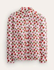 Sienna Cotton Shirt Multi Women Boden, Ivory, Strawberry Pop