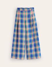 Palazzo Check Trousers Multi Women Boden, Blue and Green Check