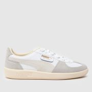 PUMA white & grey palermo leather Youth trainers