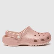 Crocs classic glitter clog sandals in pale pink