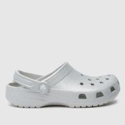 Crocs classic glitter clog sandals in silver