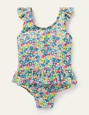 Pretty Frill Waist Swimsuit Multi Spring Floral Baby Boden, Multi Spring Floral