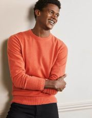 Cashmere Crew Neck Jumper Washed Clementine Christmas Boden, Washed Clementine