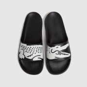 Lacoste Black & White Croco Slide Sandals