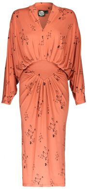 Nancy Dee Adele Knee-Length Orange Butterfly Print Dress
