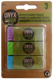 Recycled Rubber Erasers With Sleeves - 3 Pack