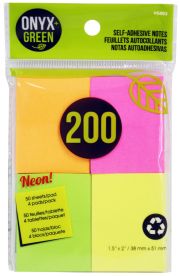 Recycled Paper Self-Adhesive Notes - 4 x 50 Sheets - Assorted Colours