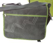 Jute & Cotton Blend Messenger Bag - Grey
