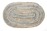 Upcycled Oval Rag Rug - Blue