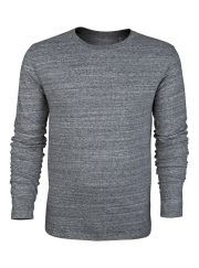 Mens Organic Slub Jersey Round Neck Long Sleeve T-Shirt - Steel