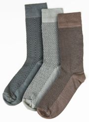 Mens Assorted Patterned Bamboo Socks - 3 Pack - Size 6-11