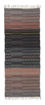 Fairtrade Wool & Cotton Woven Runner Rug - Grey and Orange - 80 x 200cm