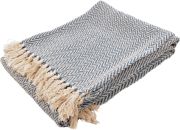 Blue Herringbone Cotton Weave Throw