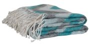 Fair Trade Brushed Acrylic Throw - Blue & Grey Chevron