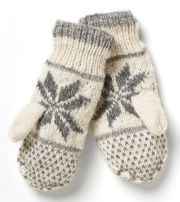 Snowflake Knitted Lined Mittens - Grey