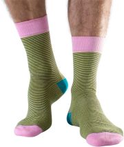 Doris & Dude Mens Lime Striped Bamboo Socks - Size 7-11