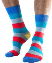 Doris & Dude Mens Grey Striped Bamboo Socks - Size 7-11
