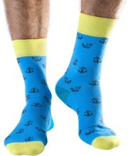 Doris & Dude Mens Blue Anchor Bamboo Socks - Size 7-11