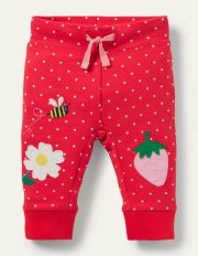 AppliquÃ© Jersey Trousers Strawberry Tart Pin Spot Baby Boden, Strawberry Tart Pin Spot