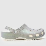 Crocs Classic Glitter Clog Sandals in Silver Multi