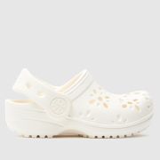 Crocs Off-White Classic Floral Cut Out Clog Girls Toddler Sandals