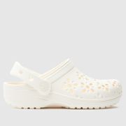 Crocs Off-White Classic Floral Cut Out Clog Girls Junior Sandals