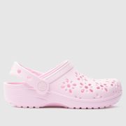 Crocs Pale Pink Classic Floral Cut Out Clog Girls Junior Sandals