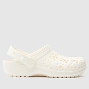 Crocs Off-White Classic Floral Cut Out Clog Girls Youth Sandals