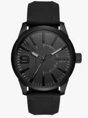 Diesel Mens Rasp Stainless Steel Black Dial Rubber Strap Watch DZ1807
