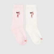 Nike White & Pink Kids Valentines Crew Sock 2 PK