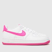 Nike White & Pink Air Force 1 Girls Youth Trainers