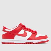 Nike White & Red Dunk Low Boys Youth Trainers