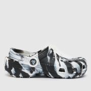 Crocs Black & White Classic Marble Clog Girls Junior Sandals
