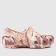 Crocs Pink Multi Classic Marbled Clog Girls Junior Sandals