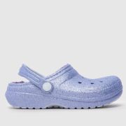 Crocs Purple Classic Lined Glitter Clog Girls Junior Sandals