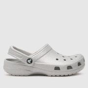 Crocs Silver Classic Glitter Clog Girls Youth Sandals