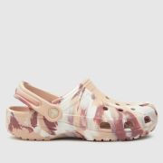 Crocs Pink Multi Classic Marbled Clog Girls Youth Sandals
