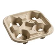 Moulded Pulp Fibre Four Cup Carrier (180 pack)