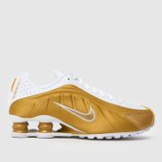 Nike White & Gold Shox R4 Youth Trainers
