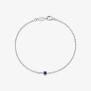 Dower &amp; Hall Silver Single Blue Sapphire Dewdrop Chain Bracelet TWB3-S-BSAPP-MED
