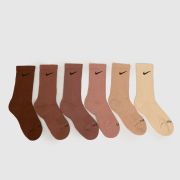 Nike Brown Multi Kids Crew Socks 6 Pack
